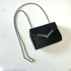 NWOT Glitter Satin Clutch / Black